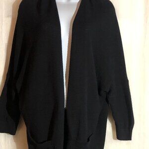 Express Open Front Super Soft Black Rib Sleeve Cardigan Medium /Pockets